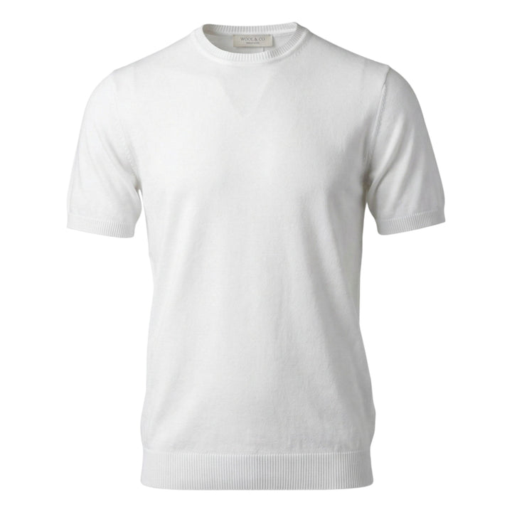 Gola Redonda Manga Curta Algodão Penteado Branco Ótico