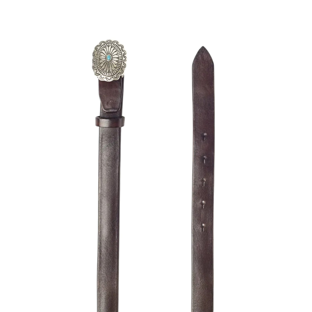 CINTO EM PELE GENUÍNA FIVELA CASTANHO