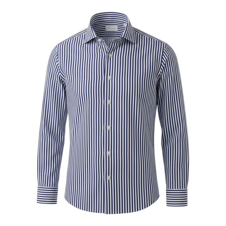 Camisa de Manga Comprida Slim fit Sem ferro Às riscas Azul-Branco