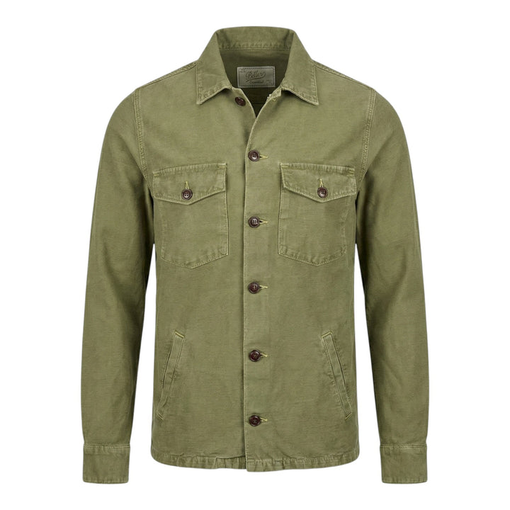 Camisa Oversize de Manga Comprida Acadia em Mistura de Linho Military
