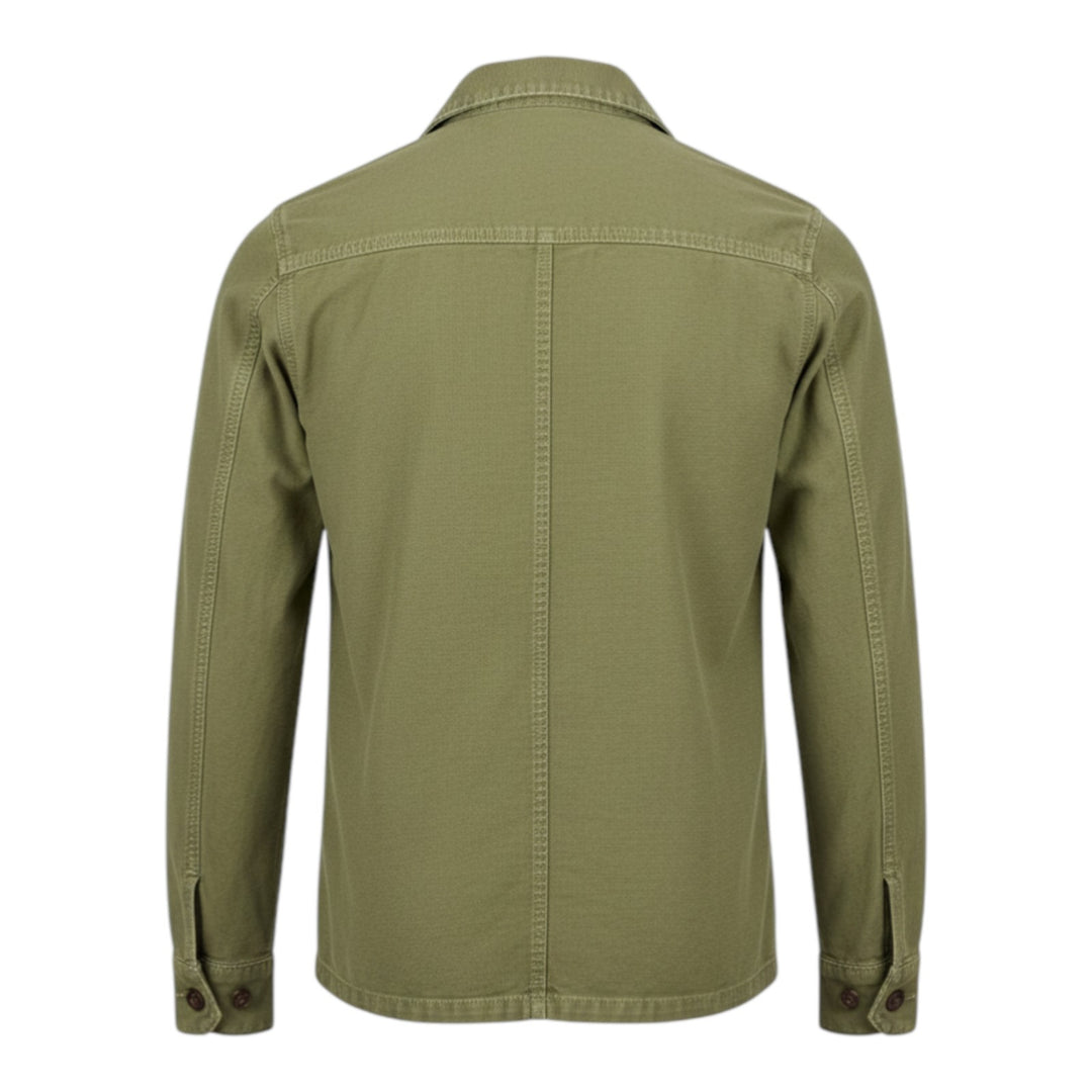 Camisa Oversize de Manga Comprida Acadia em Mistura de Linho Military