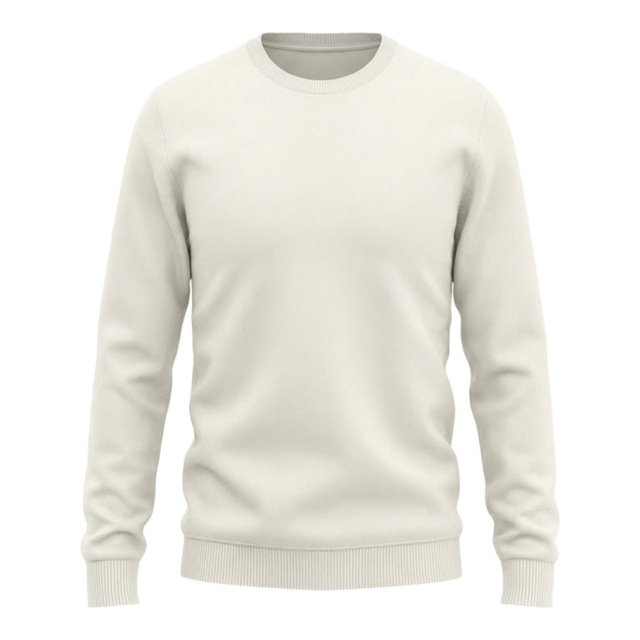 Gola Redonda Manga Comprida Algodão Penteado Branco Pérola