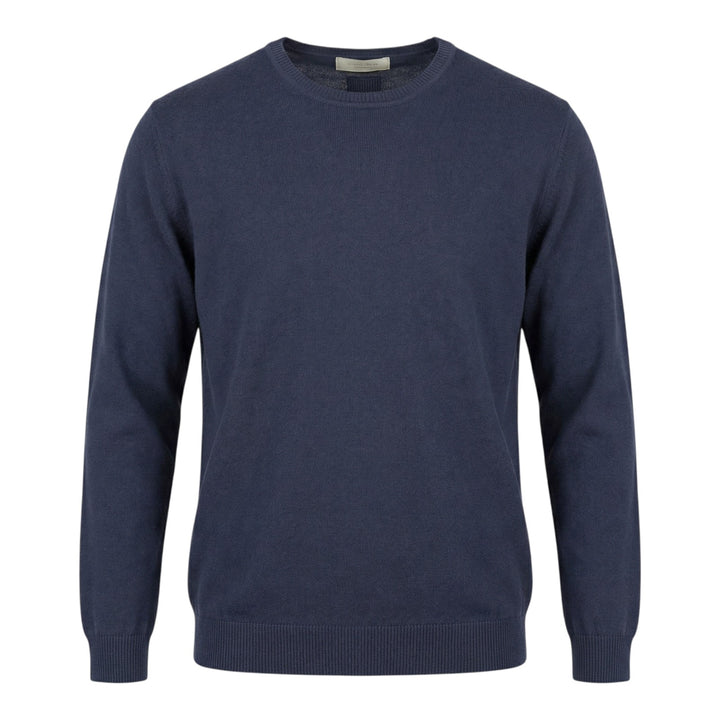 Gola Redonda de Manga Comprida em Algodão Penteado Azul