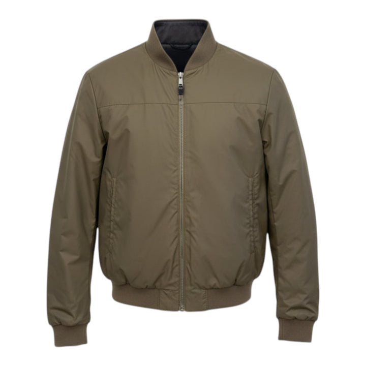 Blusão em Pele Verdadeira Reversível Nylon Azul Marinho-Militar