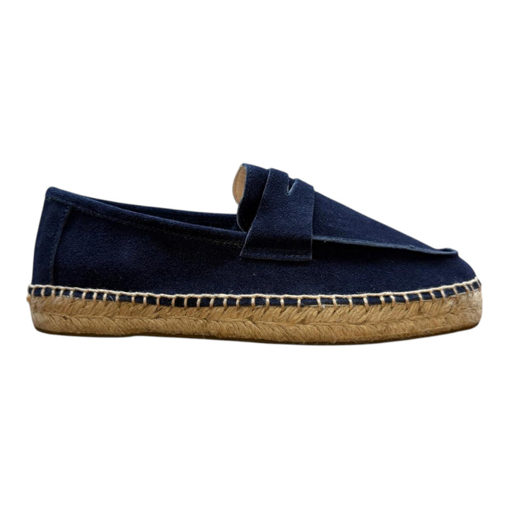 Mocassins em Camurça Genuína com Sola de Borracha Azul Marinho