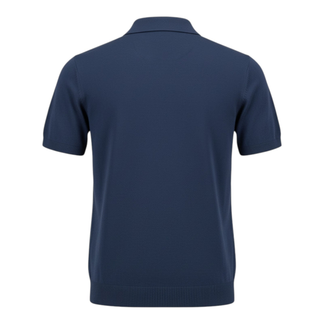 Polo de Manga Curta em Algodão Penteado Azul