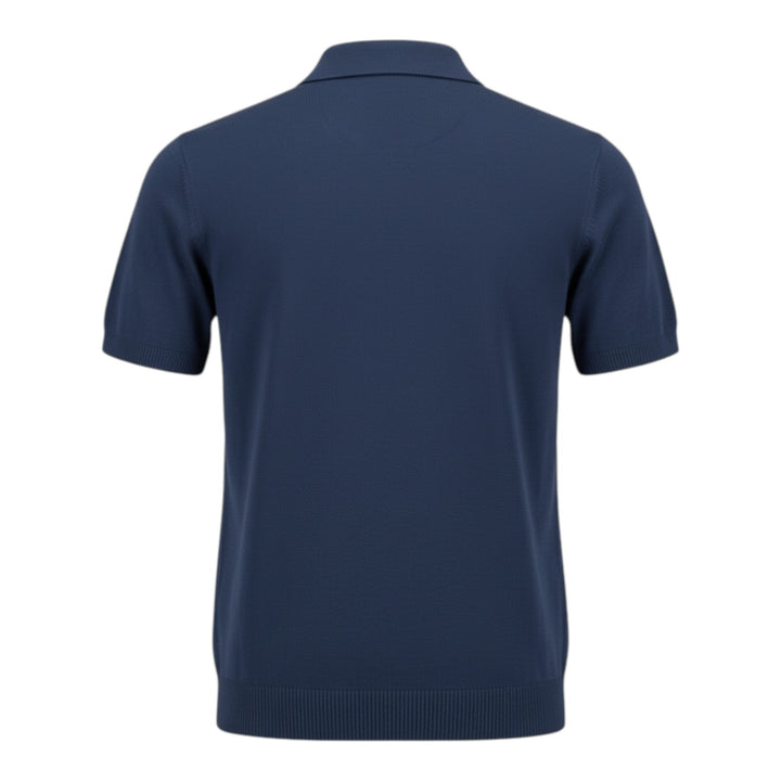 Polo de Manga Curta em Algodão Penteado Azul