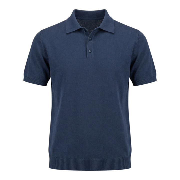 Polo de Manga Curta em Algodão Penteado Azul