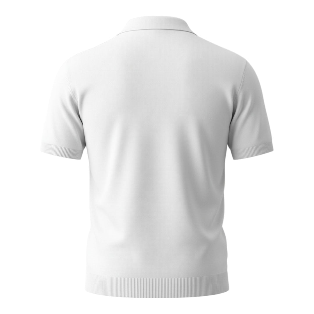 Polo Manga Curta Algodão Penteado Corda Branco Ótico