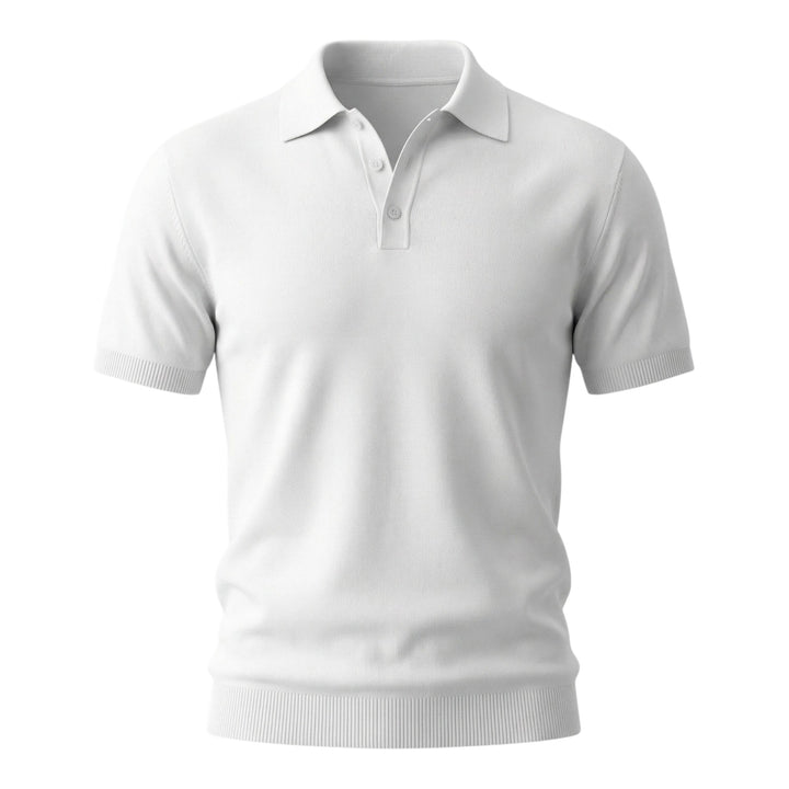 Polo Manga Curta Algodão Penteado Corda Branco Ótico