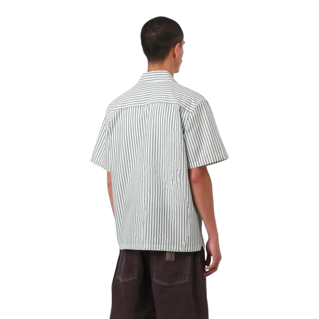 S/S Leavel Shirt Leavel Stripe, Blue River / Wax