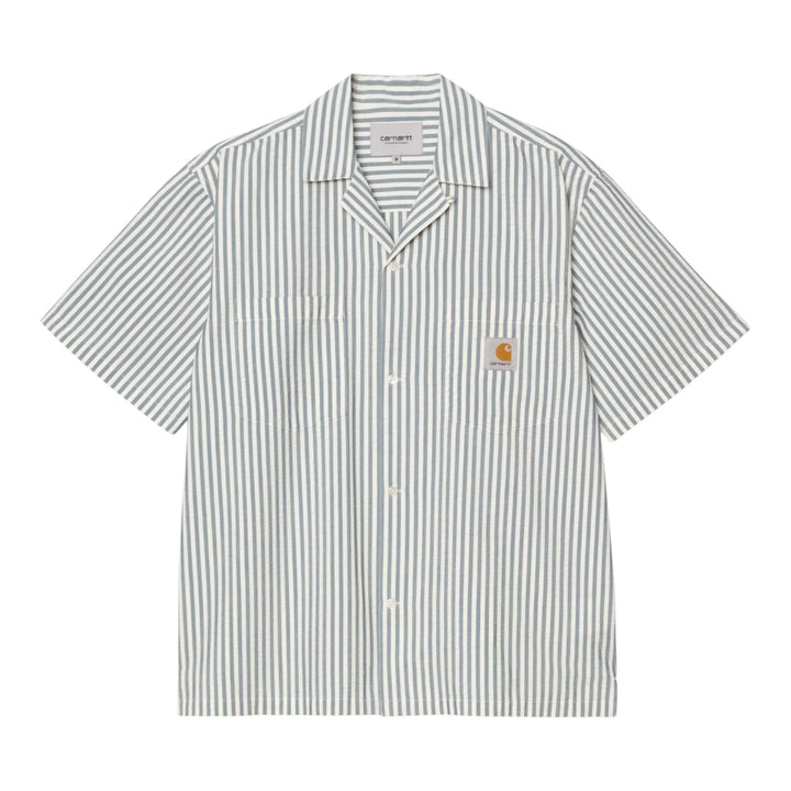 S/S Leavel Shirt Leavel Stripe, Blue River / Wax
