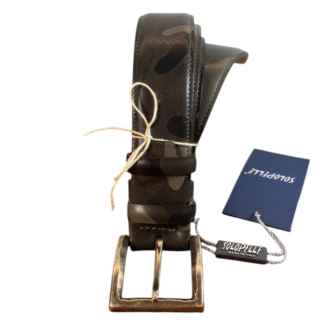 CINTO SAFFIANO EM PELE VERDADEIRA CAMUFLADO