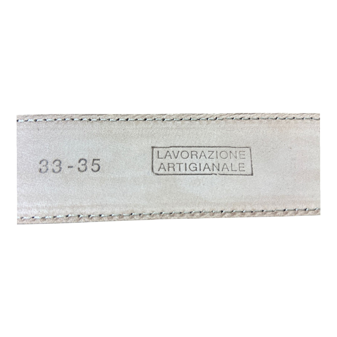 CINTO EM PELE DE VAQUETA GENUÍNA COM COSTURA CASTANHO