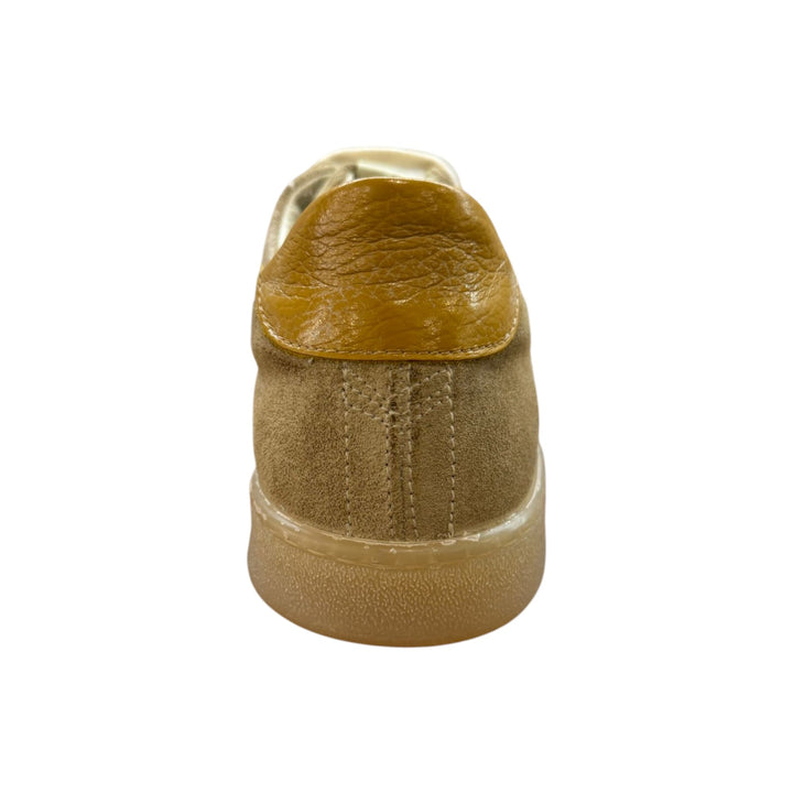 Sneakers em Pele Camurça Genuína Bege-Ocre