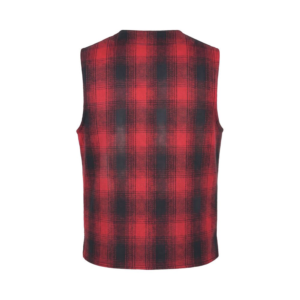 Chesapeake's OUTDOOR HEAVY WEIGHT WOOL VEST OREGON CHECK RED LISDE Rosso - foto 2