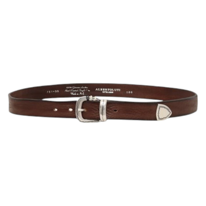 CINTA VERA PELLE WESTERN MARRONE
