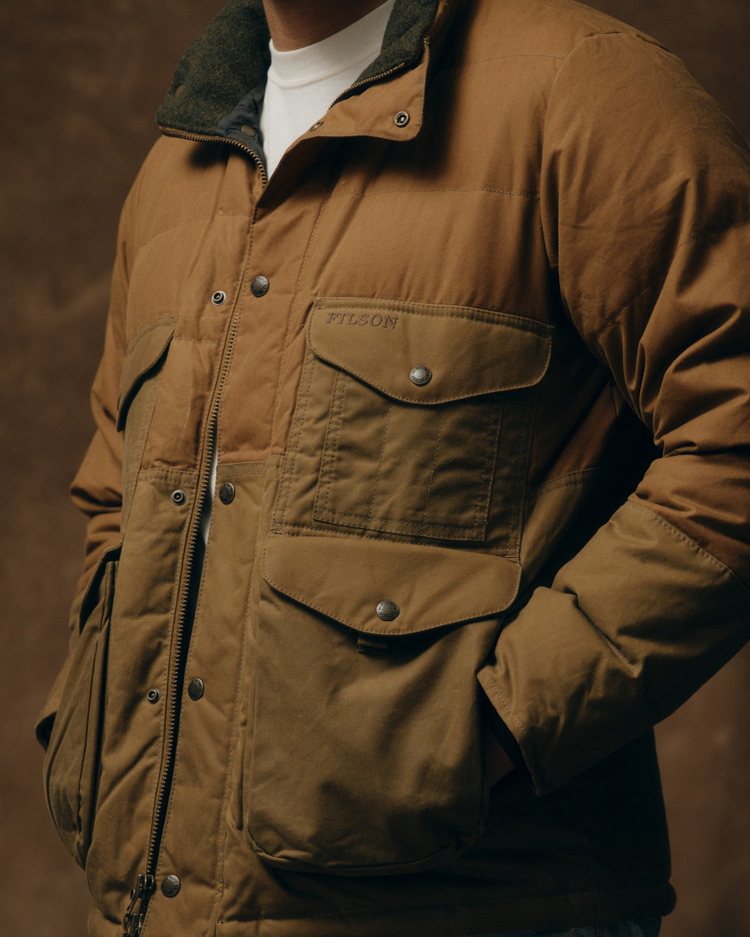 Filson Down Cruiser Jacket Dark Tan Marrone - foto 7
