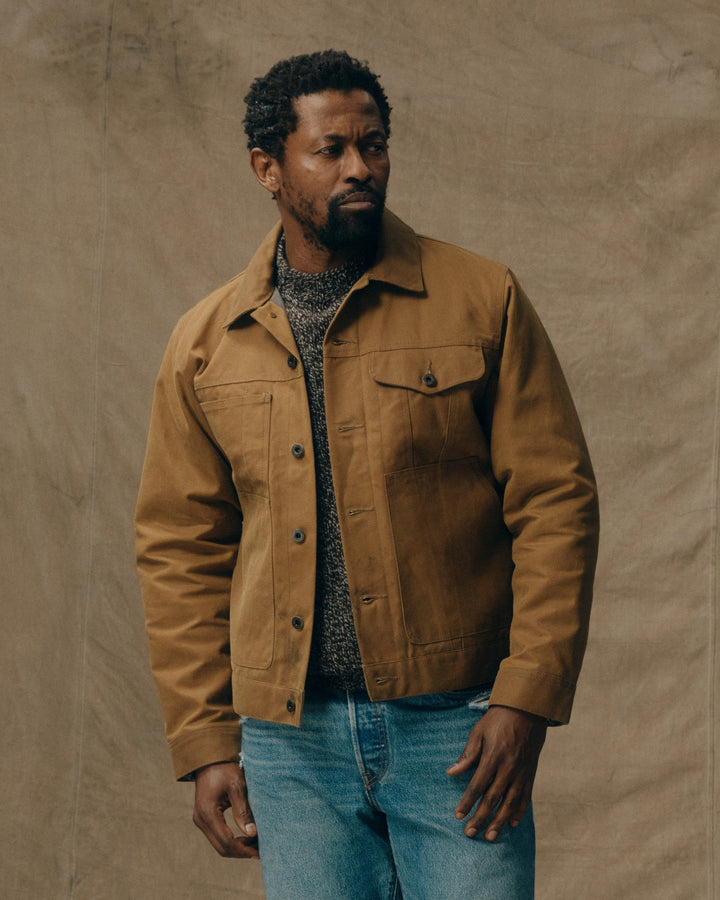 Filson Tin Cloth Short Lined Cruiser Jacket Dark Tan Marrone - foto 1