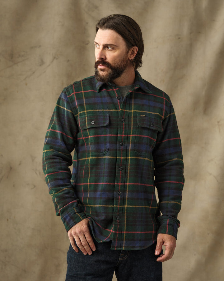 Filson Vintage Flannel Work Shirt Green/Navy Plaid Verde - foto 1