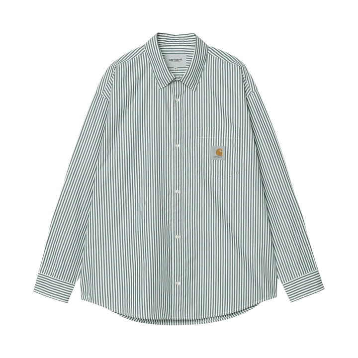 Camisa L/S Daldry Shirt Daldry Stripe, Office Azul/Branco