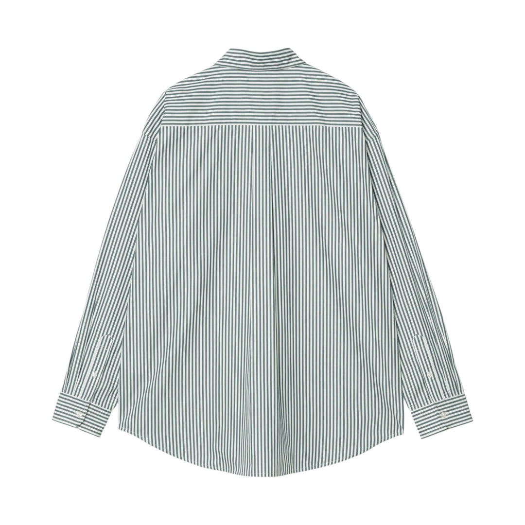 Camisa L/S Daldry Shirt Daldry Stripe, Office Azul/Branco