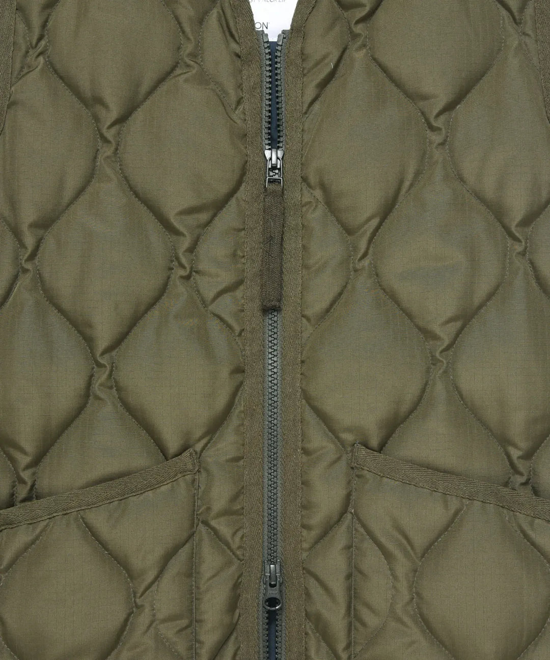 UNISEX MILITARY ZIP V NECK DOWN VEST (Hard Shell) MILITARY