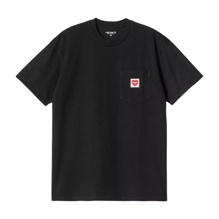 S/S Pocket Heart T-Shirt Preto / Vermelho