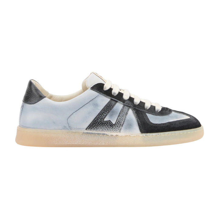 Sneakers em Pele Genuína Preto-Cinzento