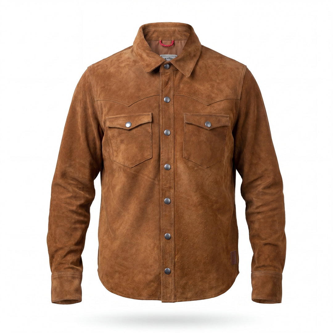 Iron and Resin FENCE SHIRT BUFFALO SUEDE COGNAC Marrone - foto 1