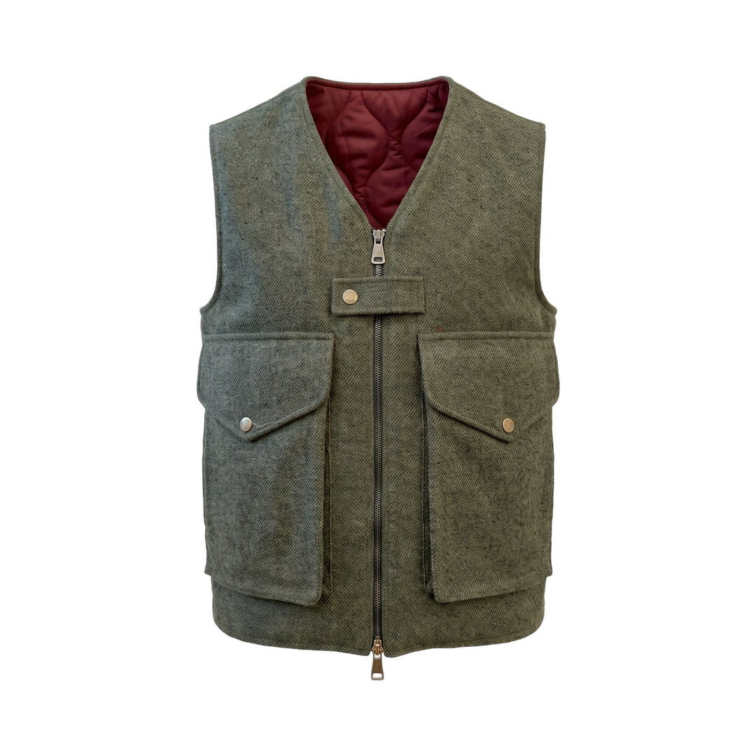 Overiwer GILET IN LANA ARMY Verde - foto 1
