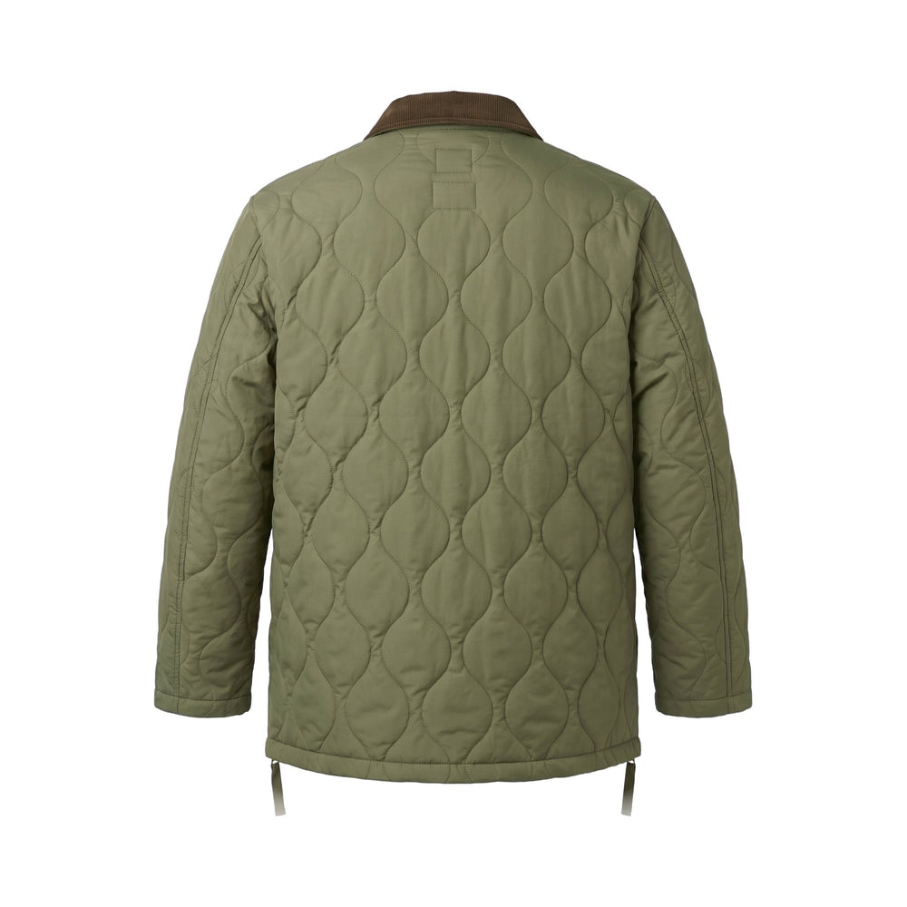 Military Bal Collar Down Jacket in tessuto trapuntato verde Taion, vista posteriore