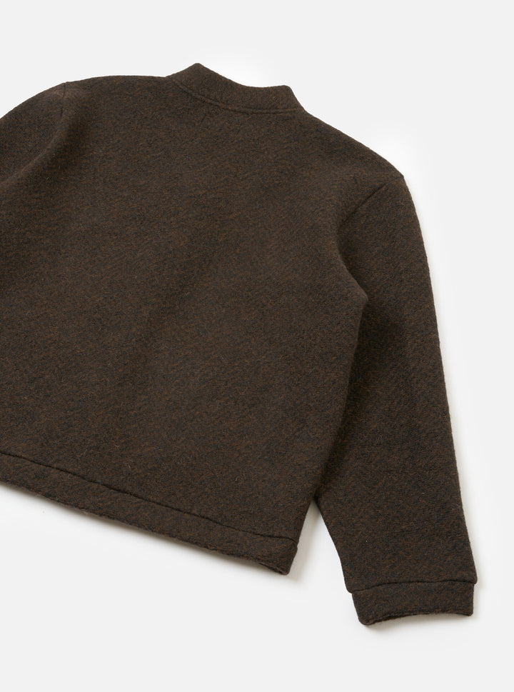 Universal Works Advance Cardigan Raven Fleece Brown Marrone - foto 5