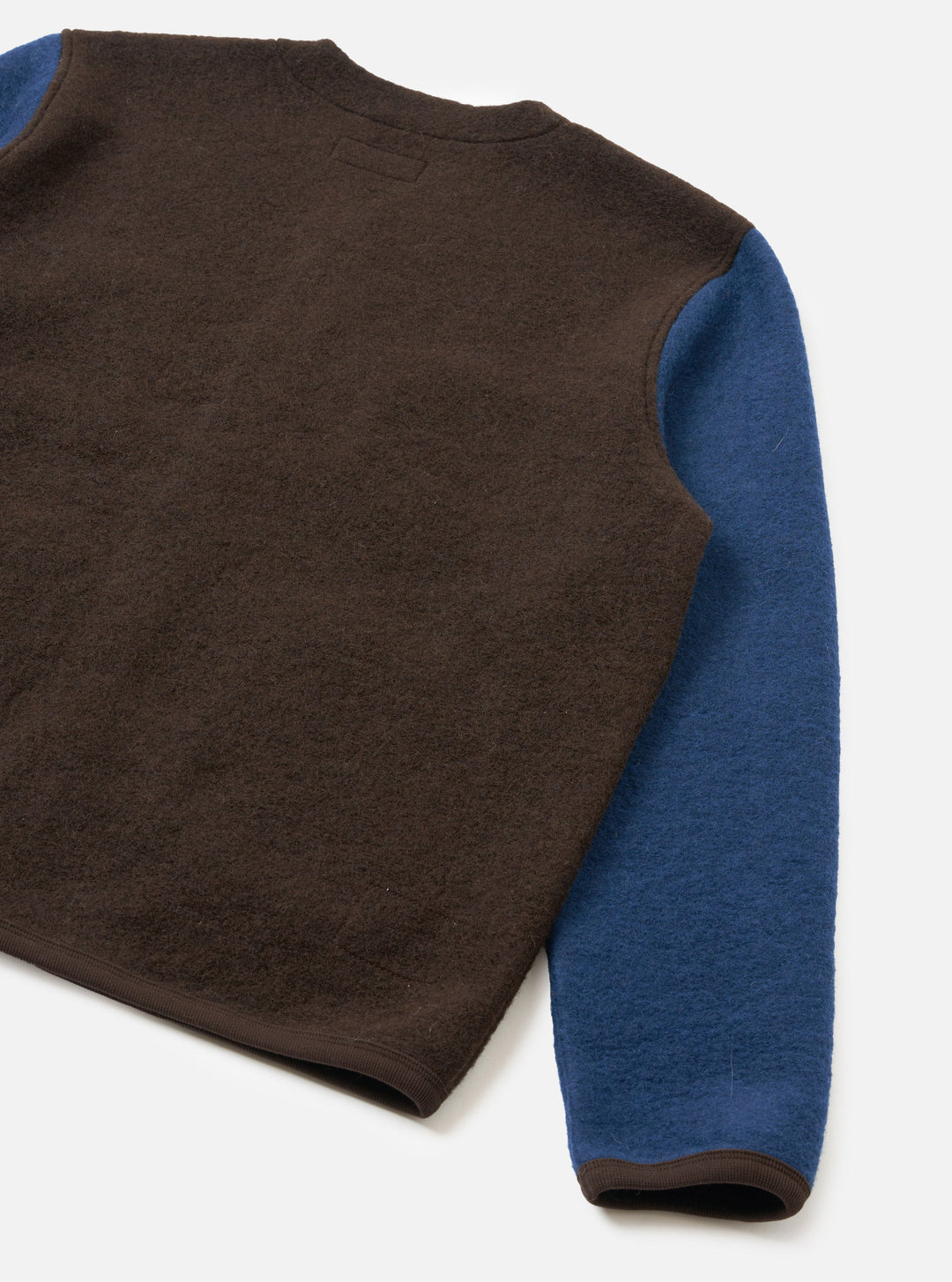 Universal Works Cardigan Wool Fleece Brown/Indigo Marrone - foto 5
