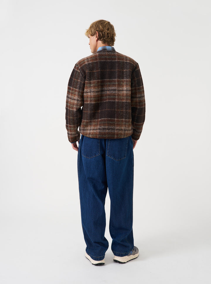 Universal Works Military Liner Jacket Pino Wool Fleece Brown Marrone - foto 3