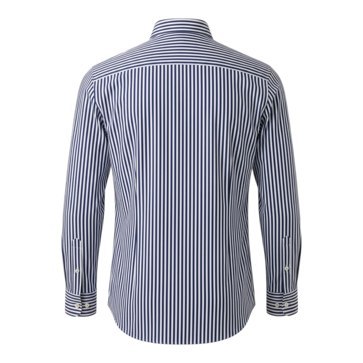 Camisa de Manga Comprida Slim fit Sem ferro Às riscas Azul-Branco