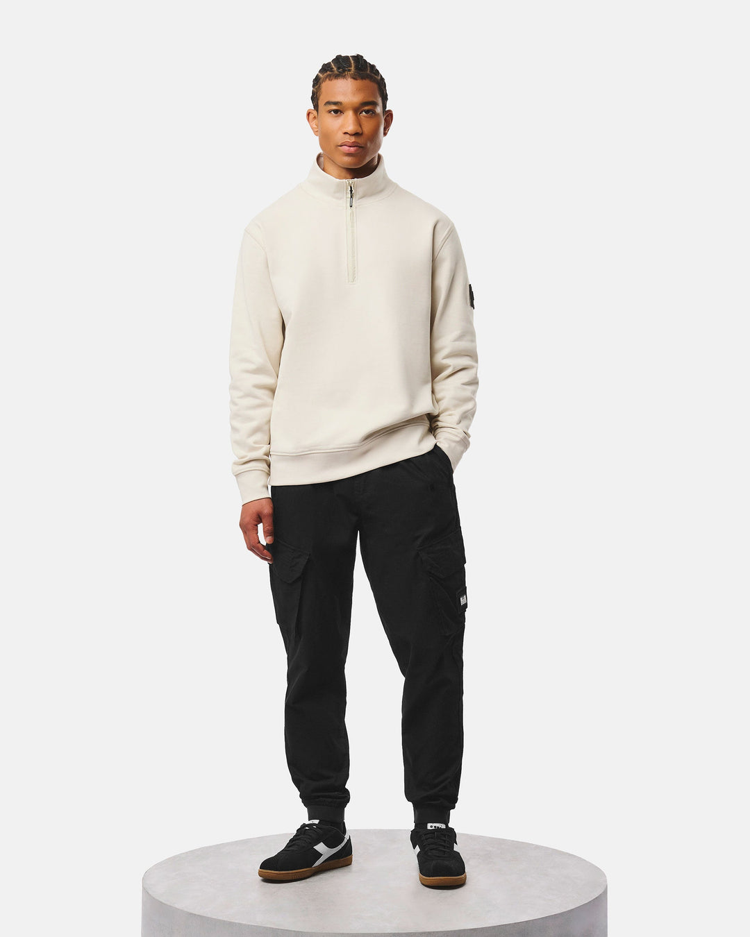 Weekend Offender Kraviz Quarter Zip Sweatshirt Calcium Beige - foto 3