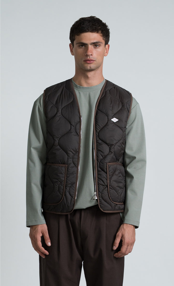 Wooden Gilet Rail Zip Moro Marrone - foto 5